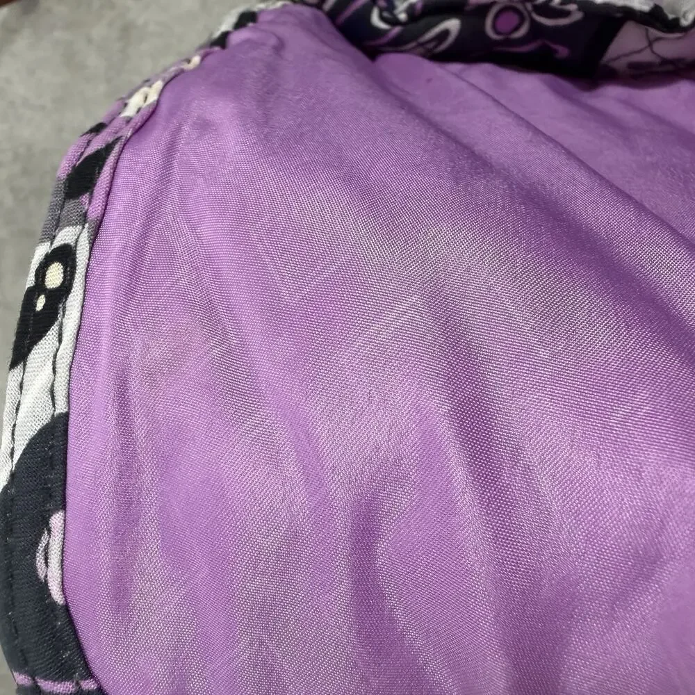 Vera Bradley Small Quilted Backpack Purple Navy Floral Drawstring Flap Bag Boho